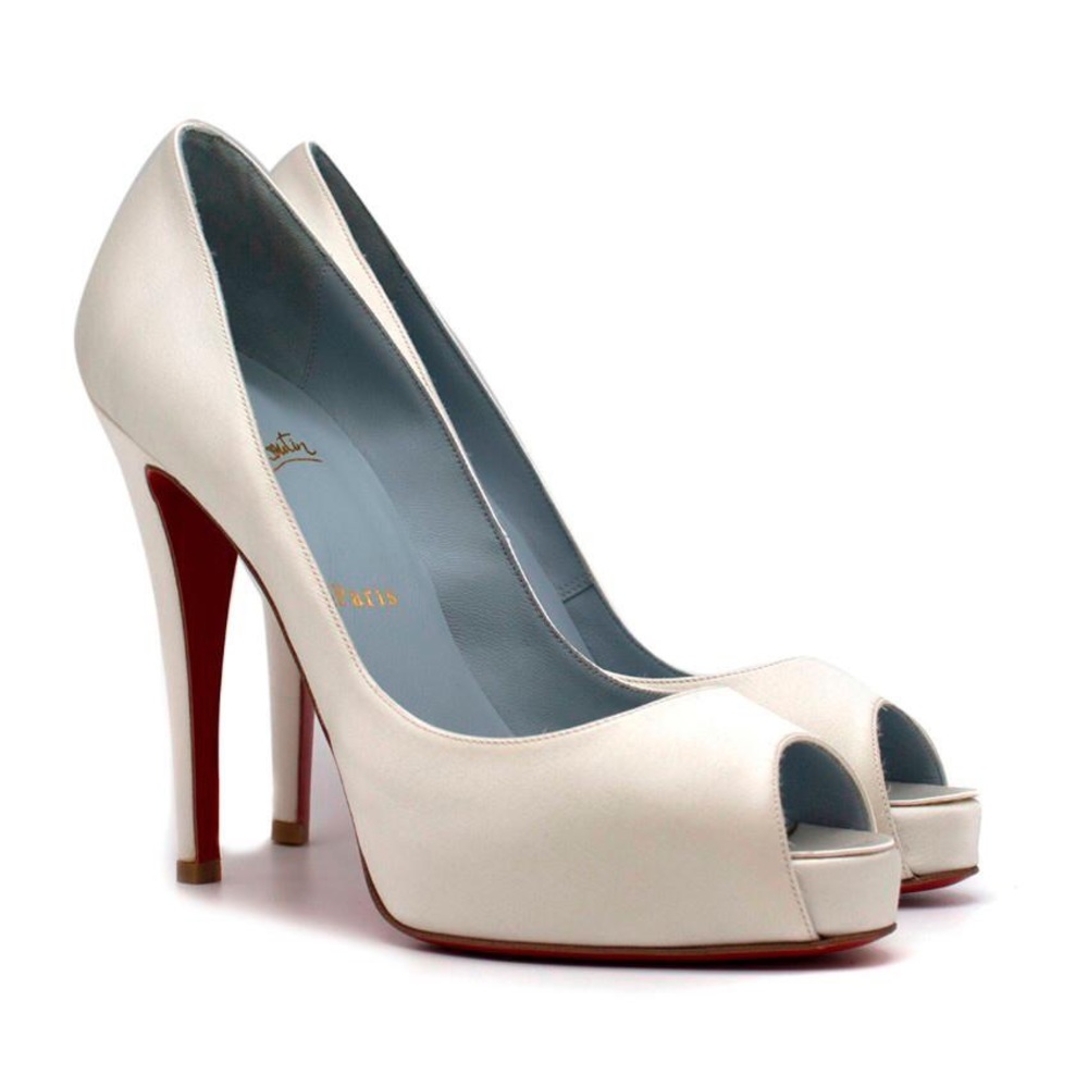 Christian Louboutin Very Prive 120mm off-wht satin